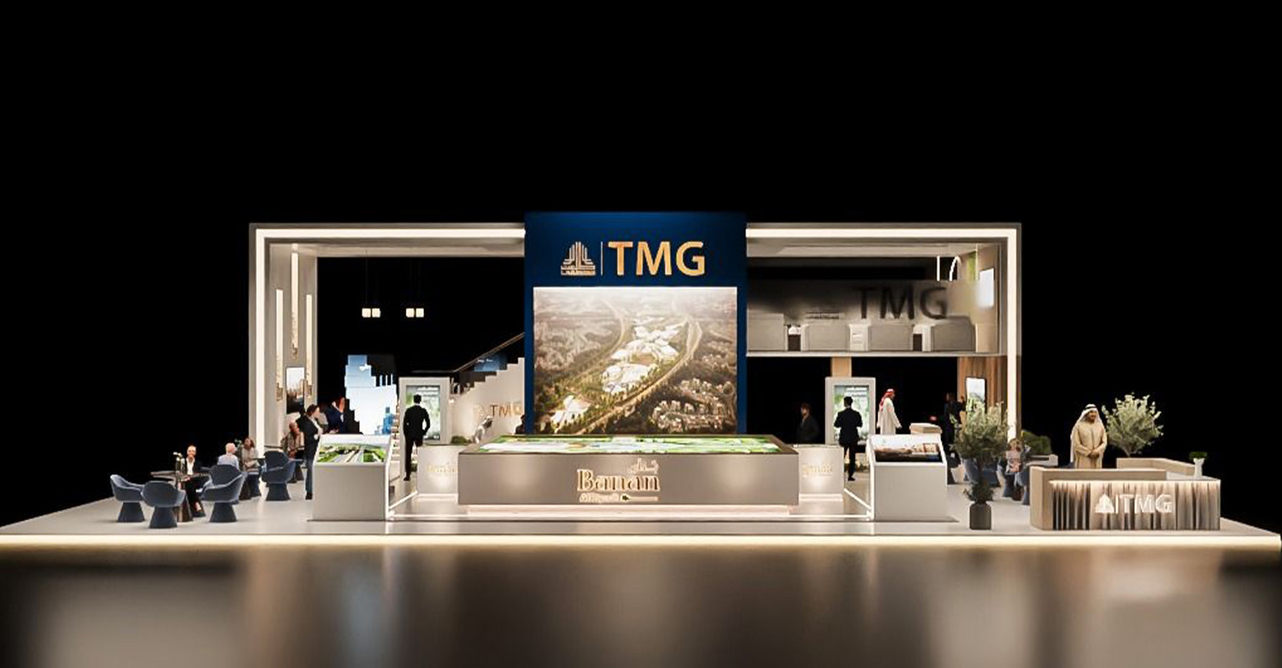 Wide view of the TMG booth on opening day
