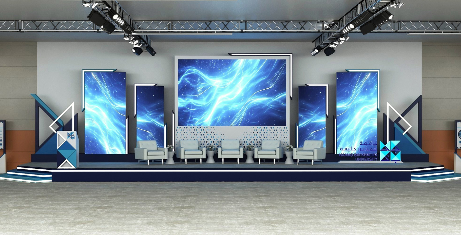 Hamad Bin Khalifa University (HBKU) event stand designed and built by Review Design in Doha